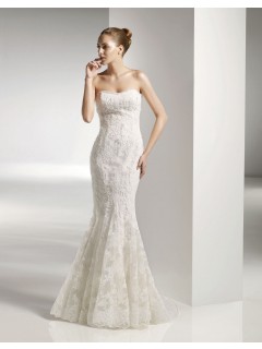 Affordable Gorgeous Mermaid Sweetheart Chapel Train Lace Wedding Dress WLD-614