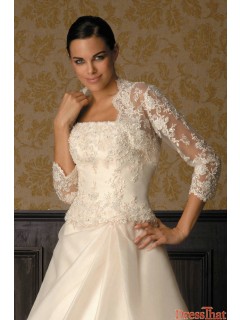 Elegant Beading Appliques 3-4 Long Sleeves Wedding Wrap WW-8030