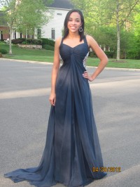 Sexy Princess Ruched Beading With Staps Front Split Long Chiffon Prom Dress PD-710